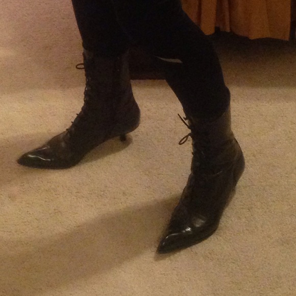 Miu Miu Black Leather Ankle Boots - Picture 3 of 4